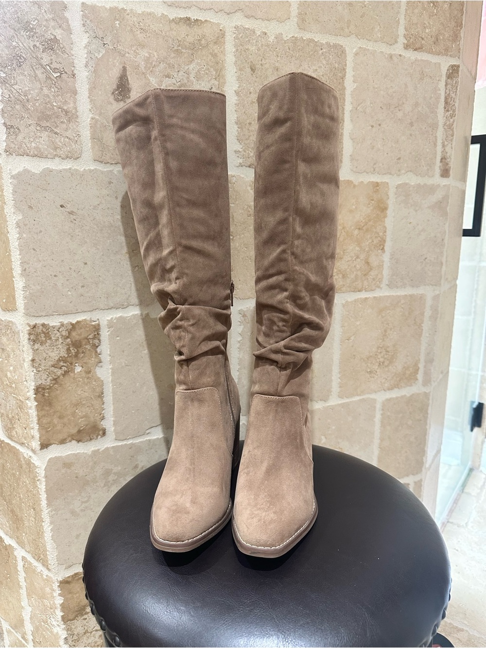 Universal Thread Taupe Slouch Suede Knee-High Boots